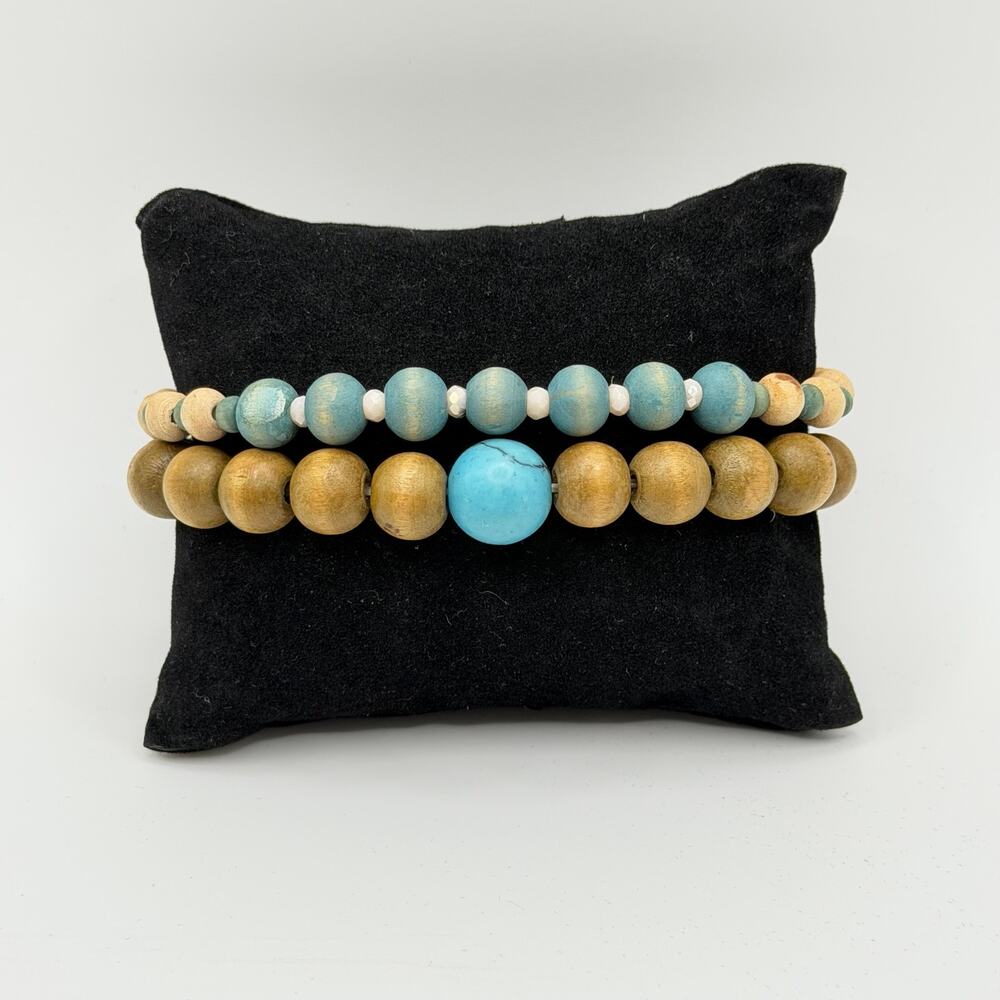 💙 Coastal Bracelet Stack | 5 PC Bracelet Set | Beachy Boho Vibes - Picture 3 of 4
